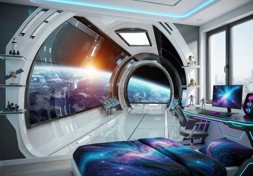 Wall mural earth view from - wall,
