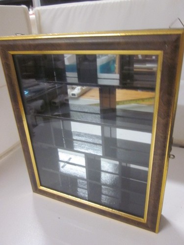 Wooden display case with - wooden, glass