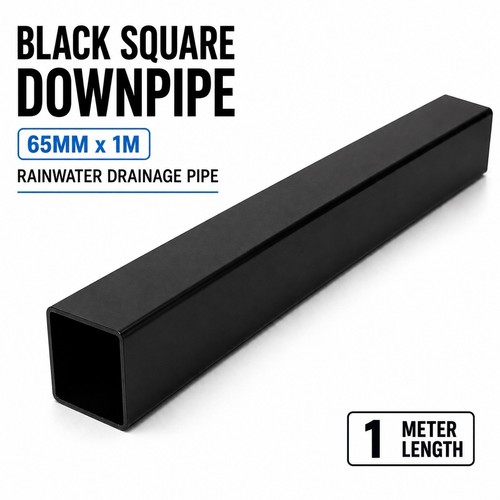 65mm black square downpipe - black, 1m