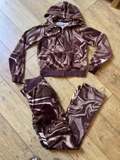 Juicy Couture Brown Swirl Tracksuit Pants Size Small Top Medium 100% Genuine