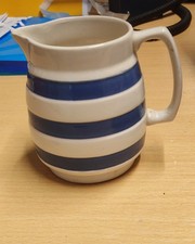 Vintage Staffordshire Chef Ware Blue & White Striped Milk Jug