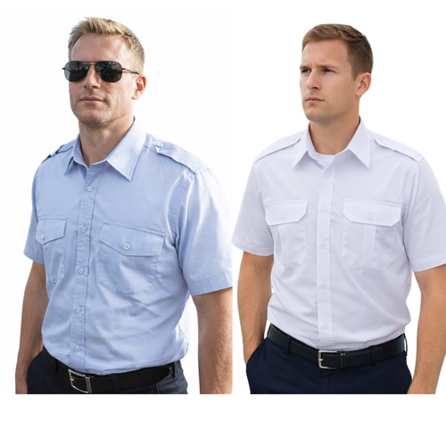 Men pilot shirts short sleeves - pilot,