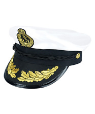 Deluxe Satin Captain’s Cap Hat Officer Royal Navy Fancy Dress Mens Ladies Adult