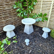 Weathered Grey Staddle Stone Bird Bath E