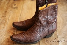 R.Soles Brown Python Snake Skin Zip Up Boots Men's UK 9 US 10 EU 43