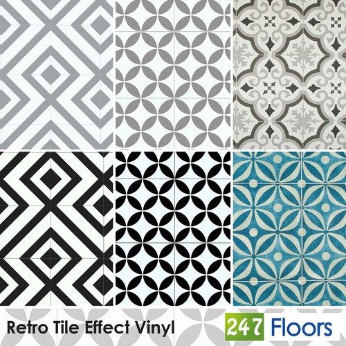 Geometric tile effect vinyl - tile,