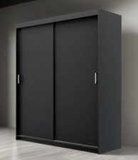 Modern Sliding Door Wardrobe No Mirror Optional Drawers 2 Hanging Rail 5 Sizes