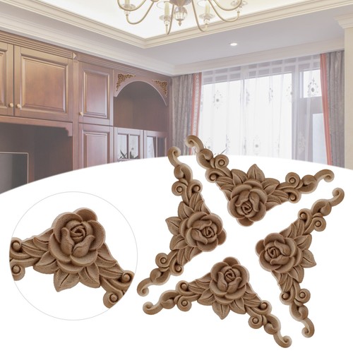 Wooden carved corner onlay - 4x,