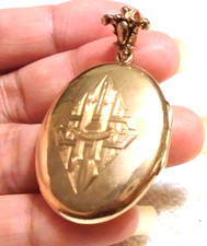 RARE Antique 10K/S Gold Edwardian/Victorian Etched ~ EXTRA Large Oval Locket