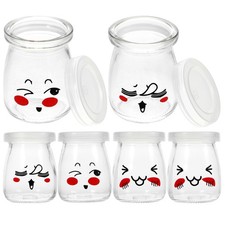 6pcs Glass Pudding Bottles Large- Jam Jars Yogurt Bottles (Random Bottle)