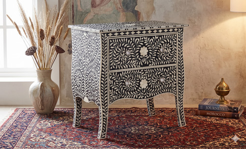 Black bone inlay - bedside, table