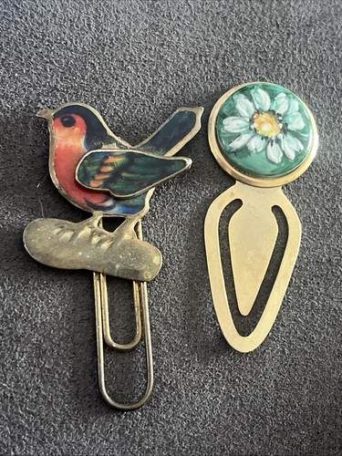 Gold enamel bird floral - 2x,