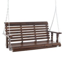 VEVOR 54” Porch Swing Bench Wooden Hanging Outdoor Garden Patio Courtyard Brown