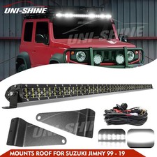 Roof 42" Straight LED Light Bar Spot Flood+ Bracket +Wire For Suzuki Jimny 99-19