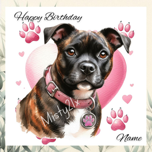Personalised staffy greeting - staffy,