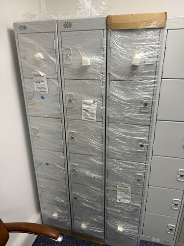 Grey metal lockable cabinet - lockable, 6