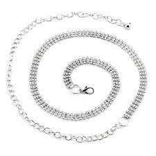 Women Diamante Waist Belt Crystal Shiny Chain Fashionable Rhinestone Dresses