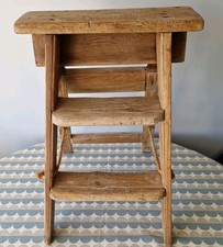 Lovely Set Vintage Antique Small Wooden Steps Step Ladder Display Wedding shelf 