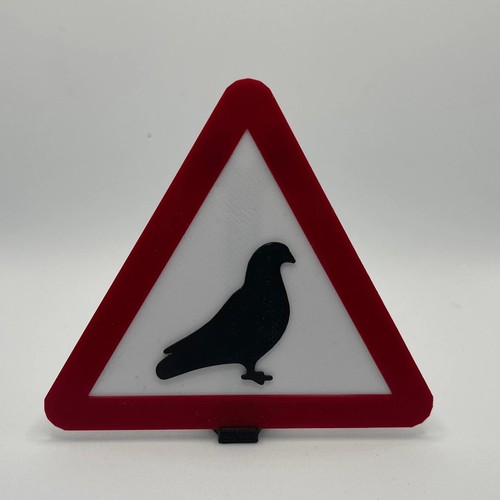 Pigeon sign caution small - pigeon, 3d