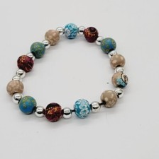 Viva Beads Chunky Handmade Beaded Stretch Bracelet Multicolored small beads OSFM