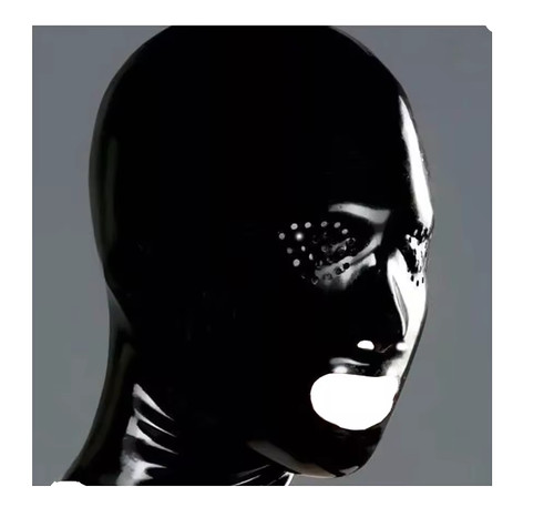 Unisex black latex rubber - unisex, hood