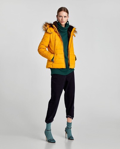 Zara women mustard down - zara,