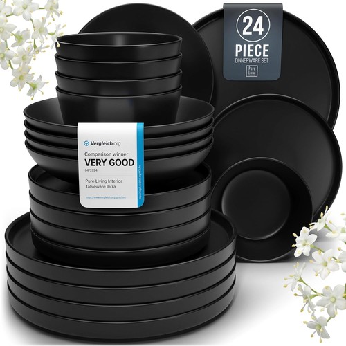 Piece black dinner sets for - 24,
