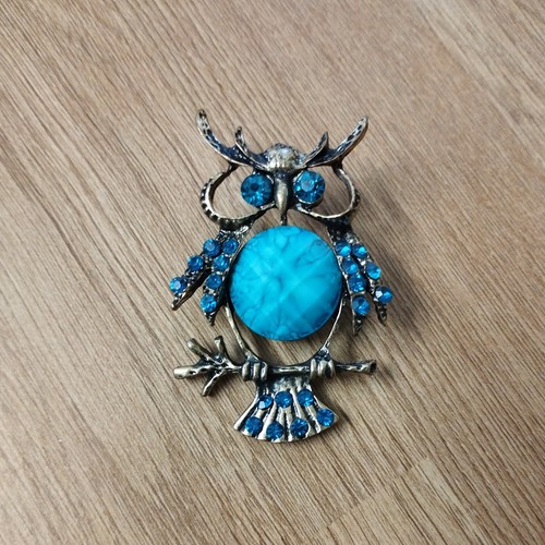 Owl brooch blue bird - brooch,