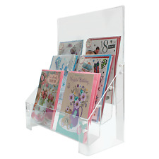 Greeting Card Stand - 3 Tier Acrylic Fits Slatwall, Grid or Mesh 300mm (DSL1+)