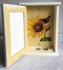 White Painted French Decoupaged Wooden Key Cabinet & Chalkboard.