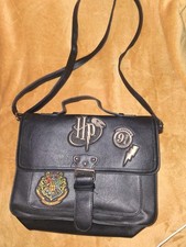 black faux leather satchel