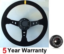 SUEDE RALLY TRACK DEEP DISH STEERING WHEEL AND BOSS KIT HUB FIT CAPRI ESCORT