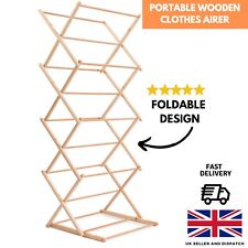 Portable Wooden Clothes Airer, Indoor Laundry Clothes Drying Rack Vertical Dryer