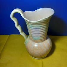 Beswick Art Deco Jug Vase No. 350 Made in England – Green / Peach – Vintage–Read