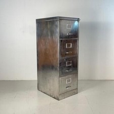 VINTAGE INDUSTRIAL STRIPPED METAL FILING CABINET CHEST OF 4 DRAWERS LOCKS  #4404