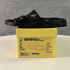 Tatami Birkenstock Sandals Womens 38 / 7 Black Dragonfly Toe Loop Strappy Slides