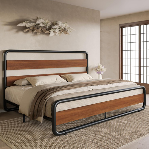 King size metal bed frame - metal, with