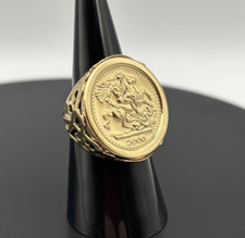 9ct Yellow Gold on Silver Sovereign Coin Ring - ALL SIZES AVAILABLE inc LARGE
