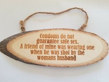 Engraved Wooden Log Slice Hanging Door Sign 