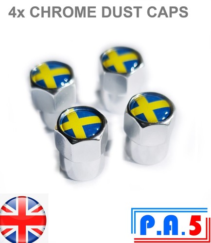 Sweden flag dust caps - 4x,