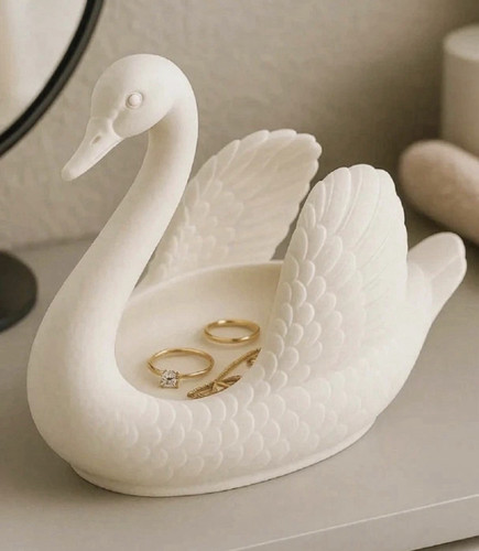 White swan ornament figurine - white,