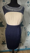 Beautiful Blue Cream Silver Sequin Pencil Dress, Little Mistress 12