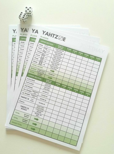 Yahtzee score sheets 384