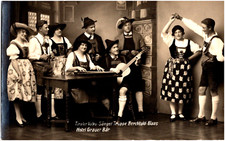 Tyrolean Folksinger Troupe & Kurt Blaas Hotel Grauer Bar Austria 1950s RPPC