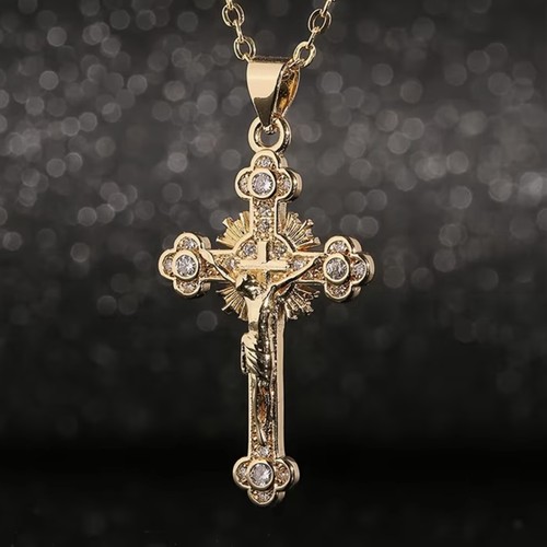 Gold plated cross christian - gold,