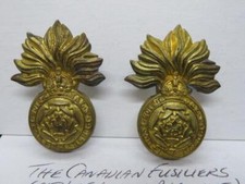 Canadian Fusiliers (City of London Regiment) Pr King's Crown Brass Collar Badges