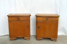 Pair of Art Deco Bedside Cabinets, Nightstands. Vintage Antique Oak Tables.