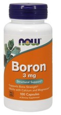 NOW FOODS, BORON, 3mg 100 Capsules GREAT PRICE