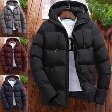 Men Jacket Puffer Bubble Down Hooded Winter Warm Coat Quilted Zip Padded Outwear