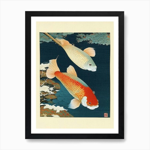 Tancho koi fish ukiyo - fish, style